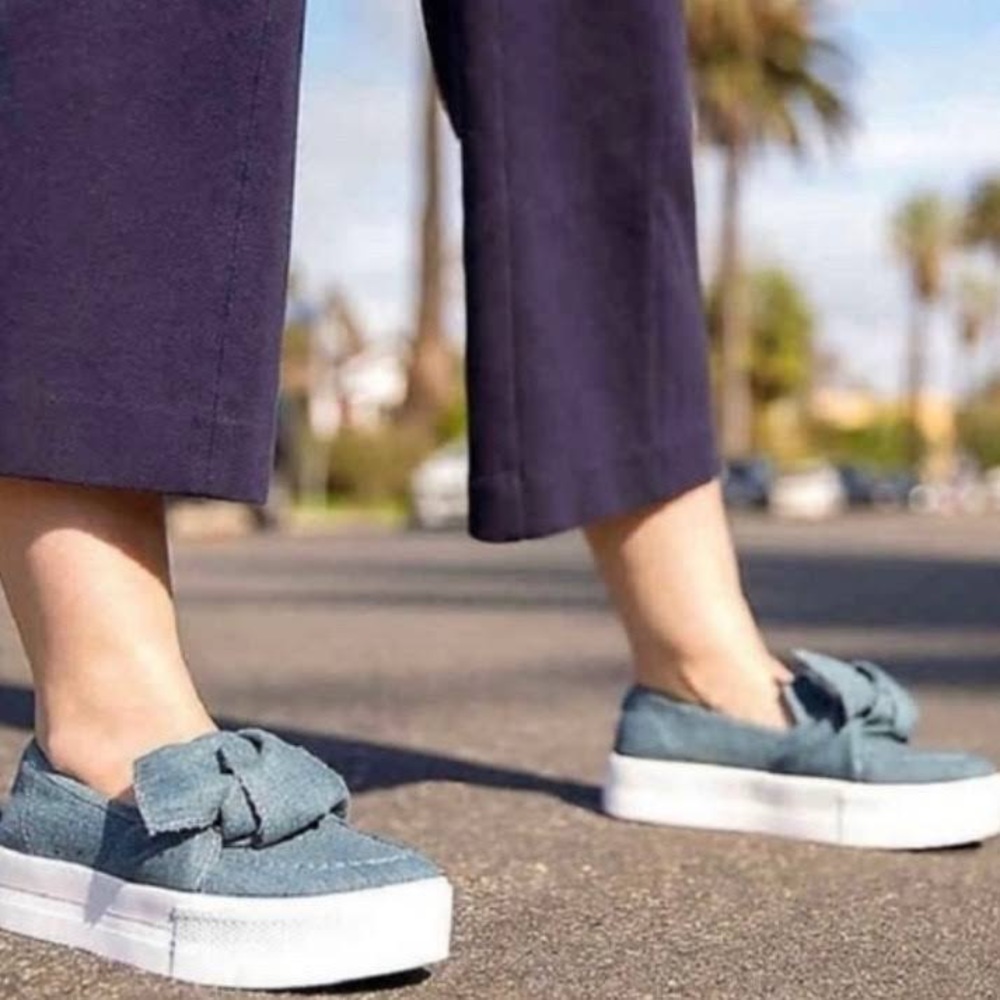 Guess Denim Platform Green Blue Bow Sneakers